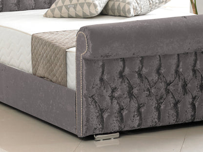 Buckingham Luxury Bed Frame in Crushed Velvet Charcoal