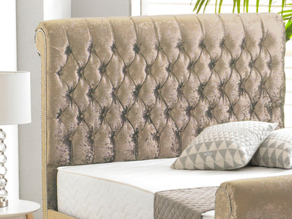 Buckingham Luxury Bed Frame in Crushed Velvet Mink