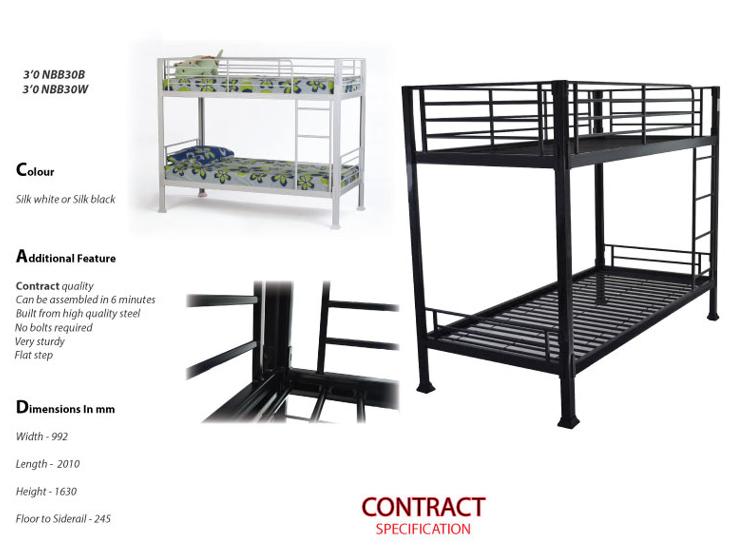 Bunkit Heavy Duty Metal Bunk Bed in Black