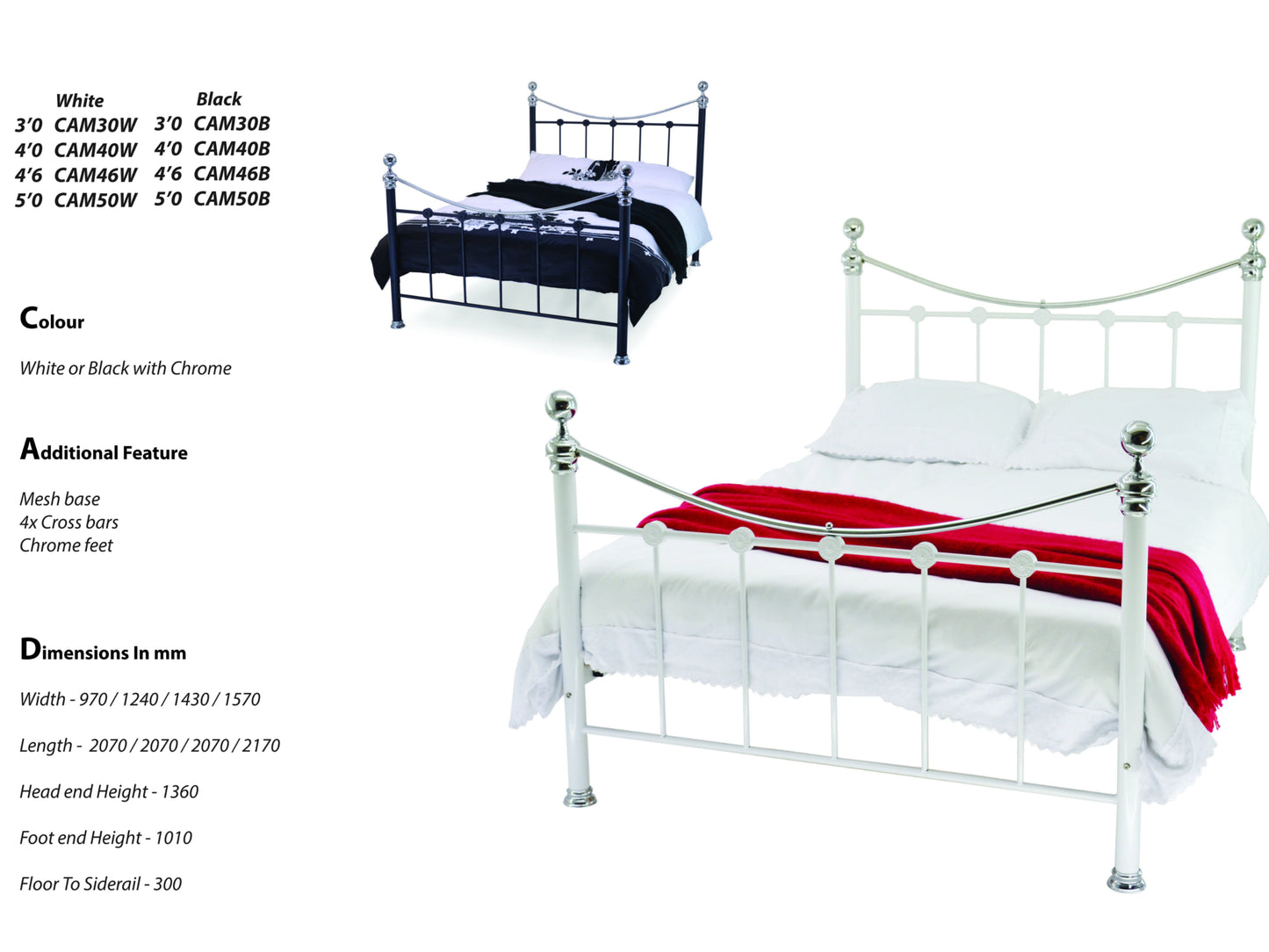 Camara Luxury Metal Bed Frame in Black