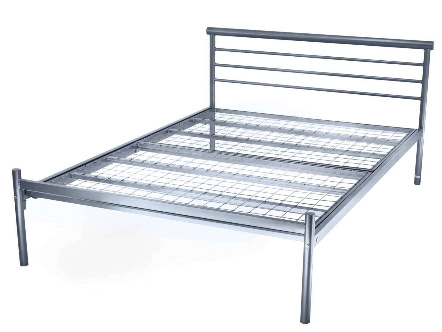 Contract Mesh Heavy Duty Metal Bed Frame in Silver