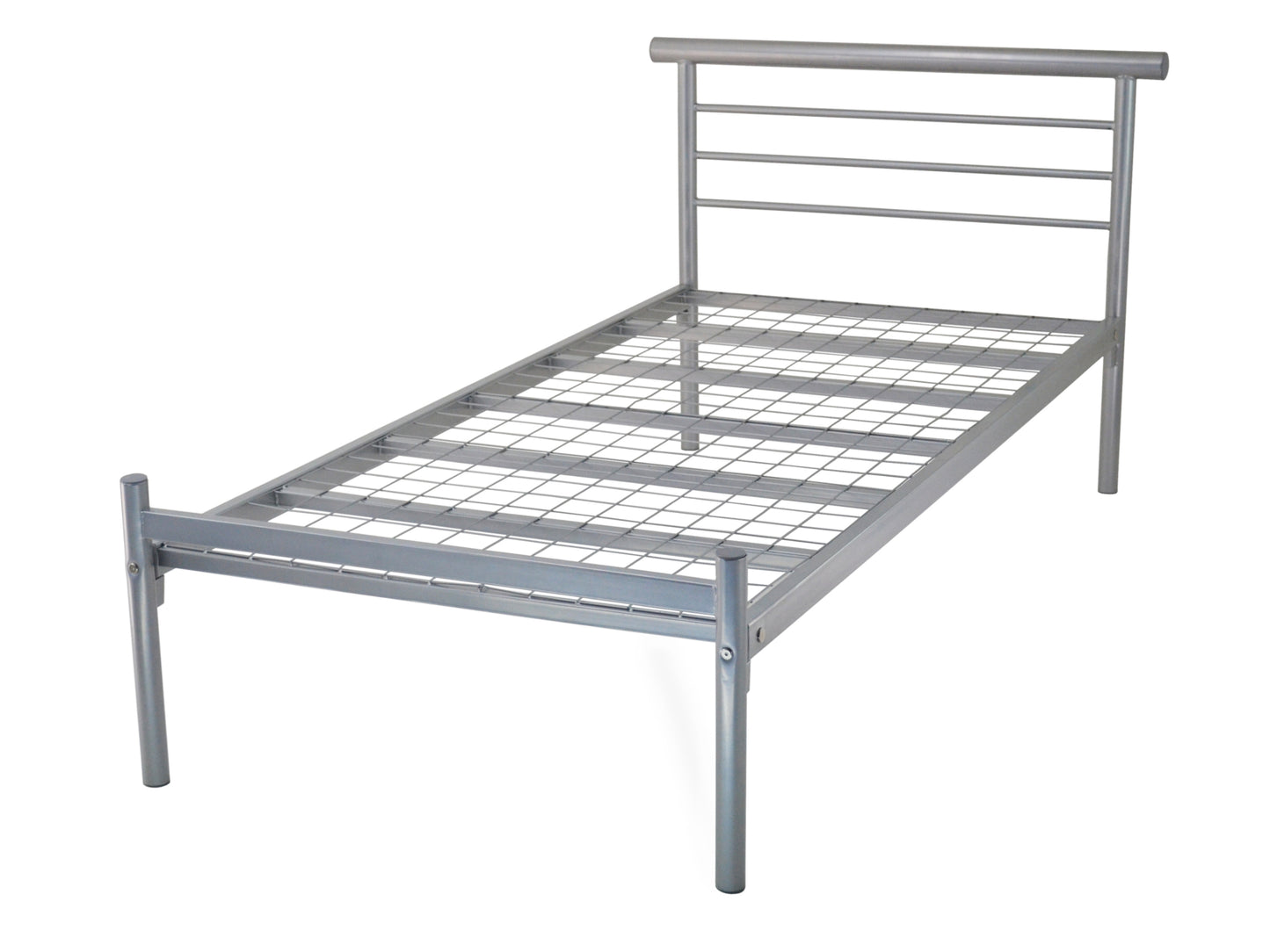 Contract Mesh Heavy Duty Metal Bed Frame in Silver