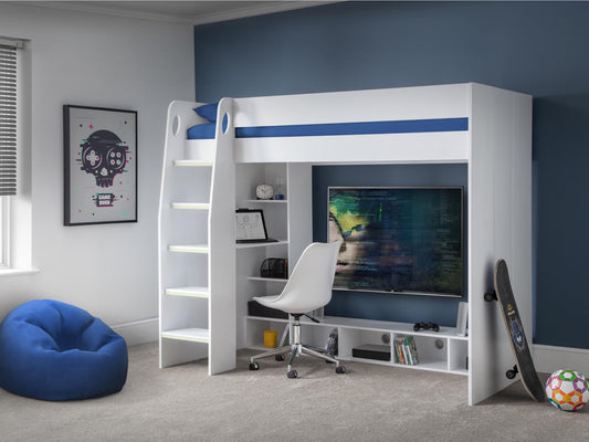 Nebula Gaming Bed with Desk in White
