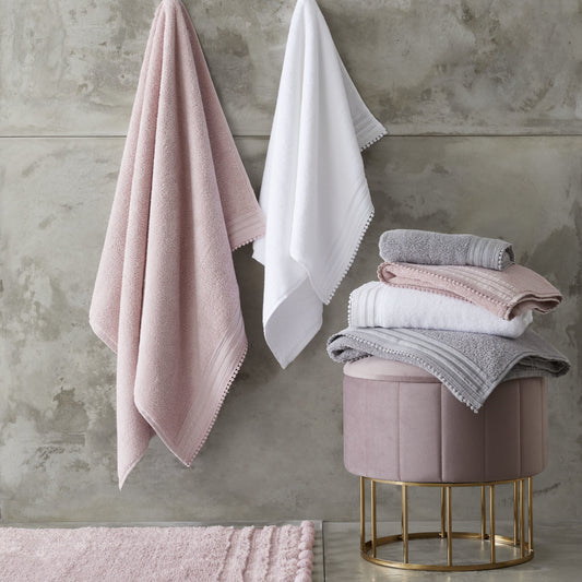 Catherine Lansfield Pom Pom Zero Twist Towels in  Blush