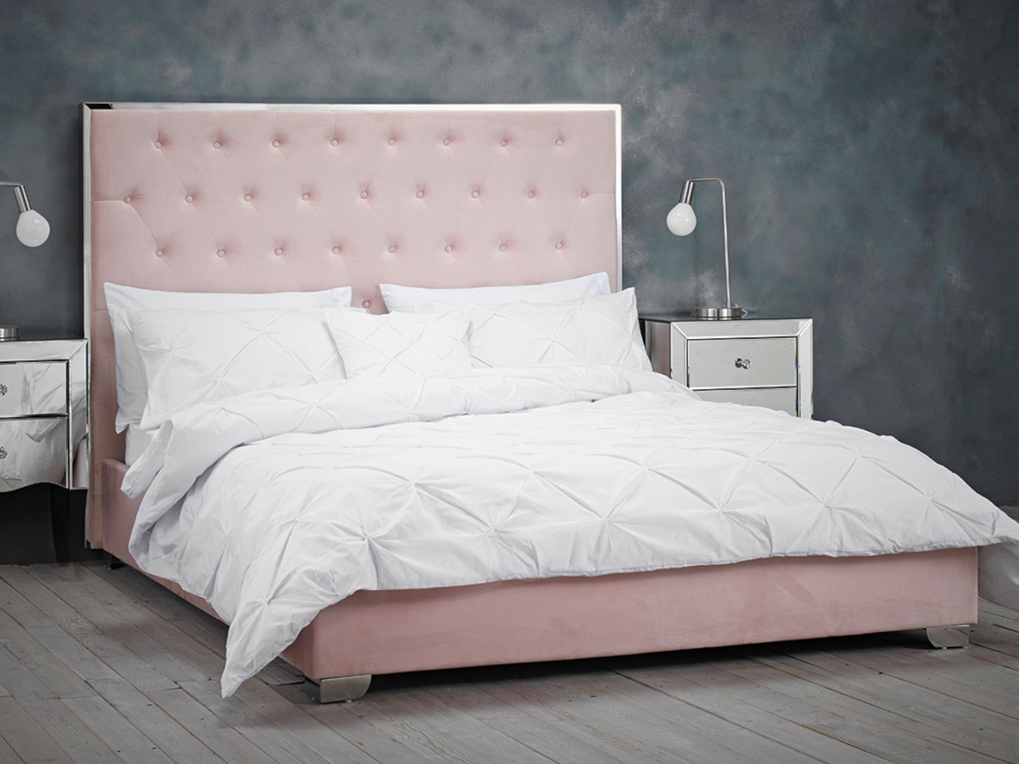 Meribel Bed Frame in Pink Velvet