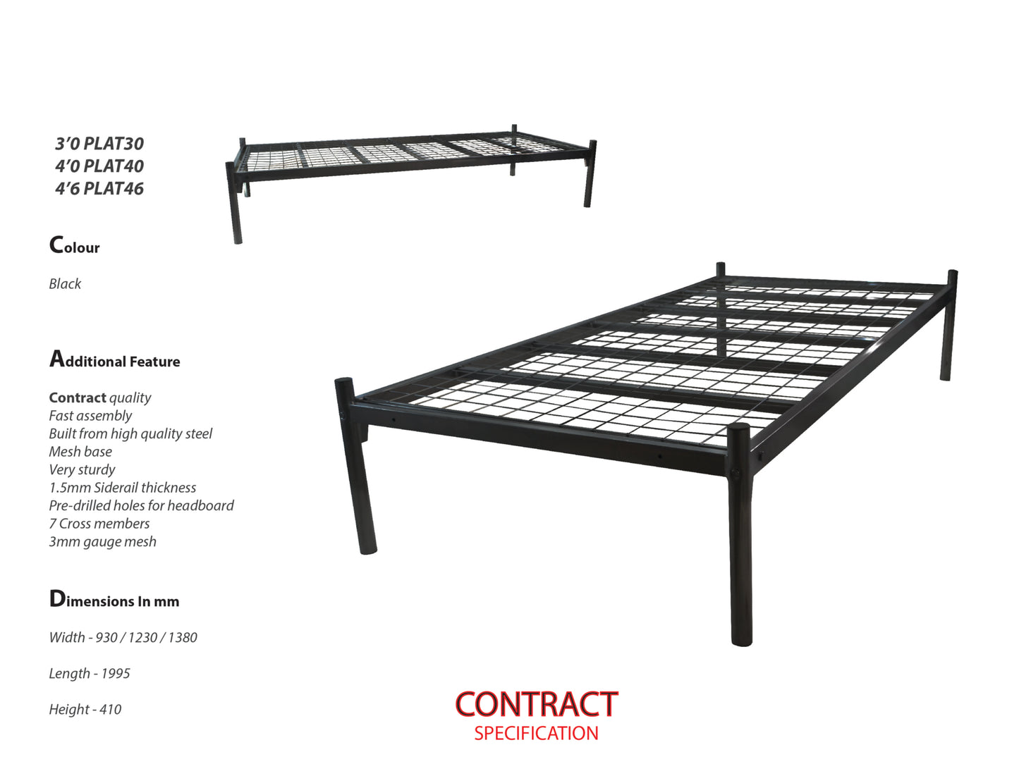 Platinum Mesh Metal Bed Frame in Black