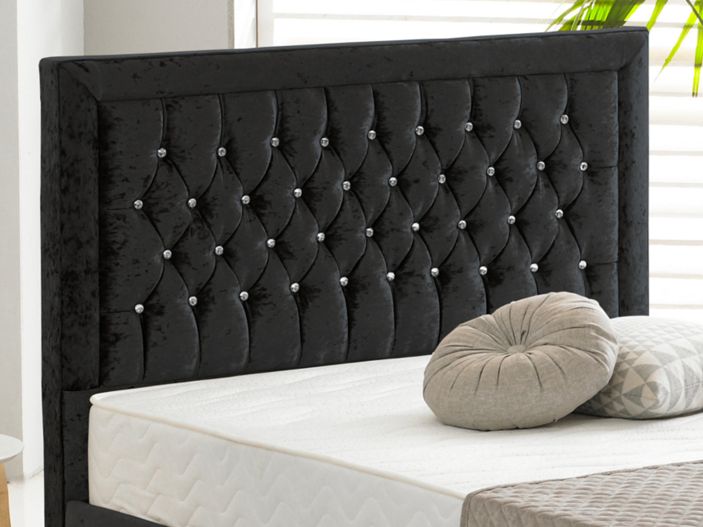 Sandringham Luxury Bed Frame in Crushed Velvet Black