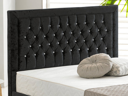 Sandringham Luxury Bed Frame in Crushed Velvet Black