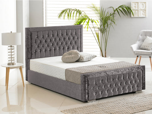 Sandringham Luxury Bed Frame in Crushed Velvet Charcoal