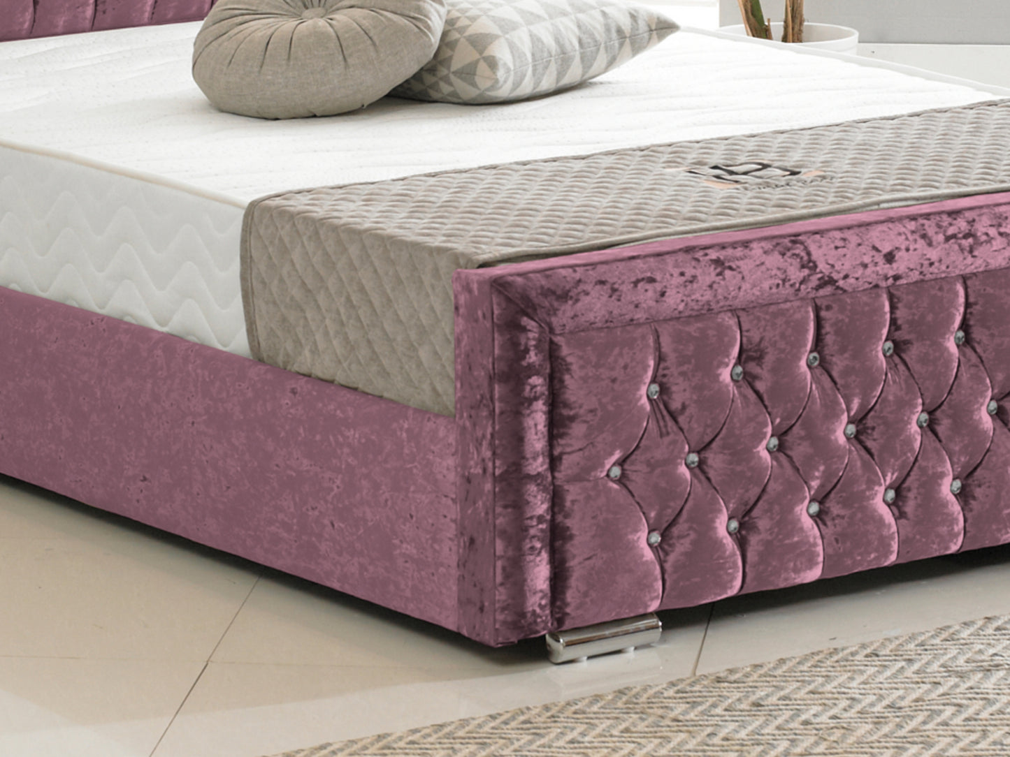 Sandringham Luxury Bed Frame in Crushed Velvet Purple