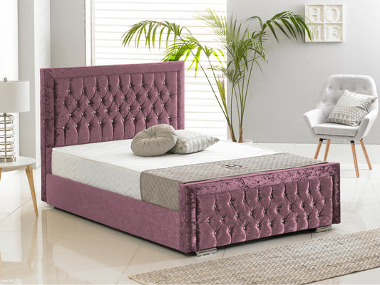 Sandringham Luxury Bed Frame in Crushed Velvet Purple