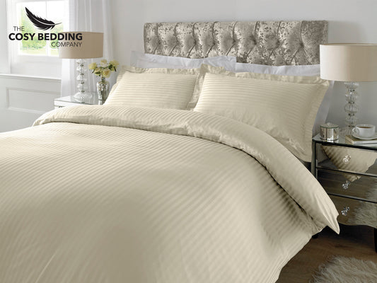 Sateen Stripe Luxury Bedding Set Ivory