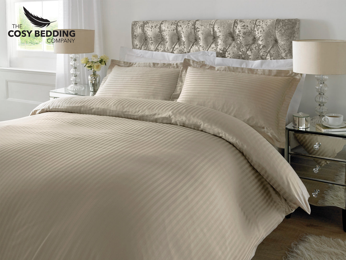 Sateen Stripe Luxury Bedding Set Humas