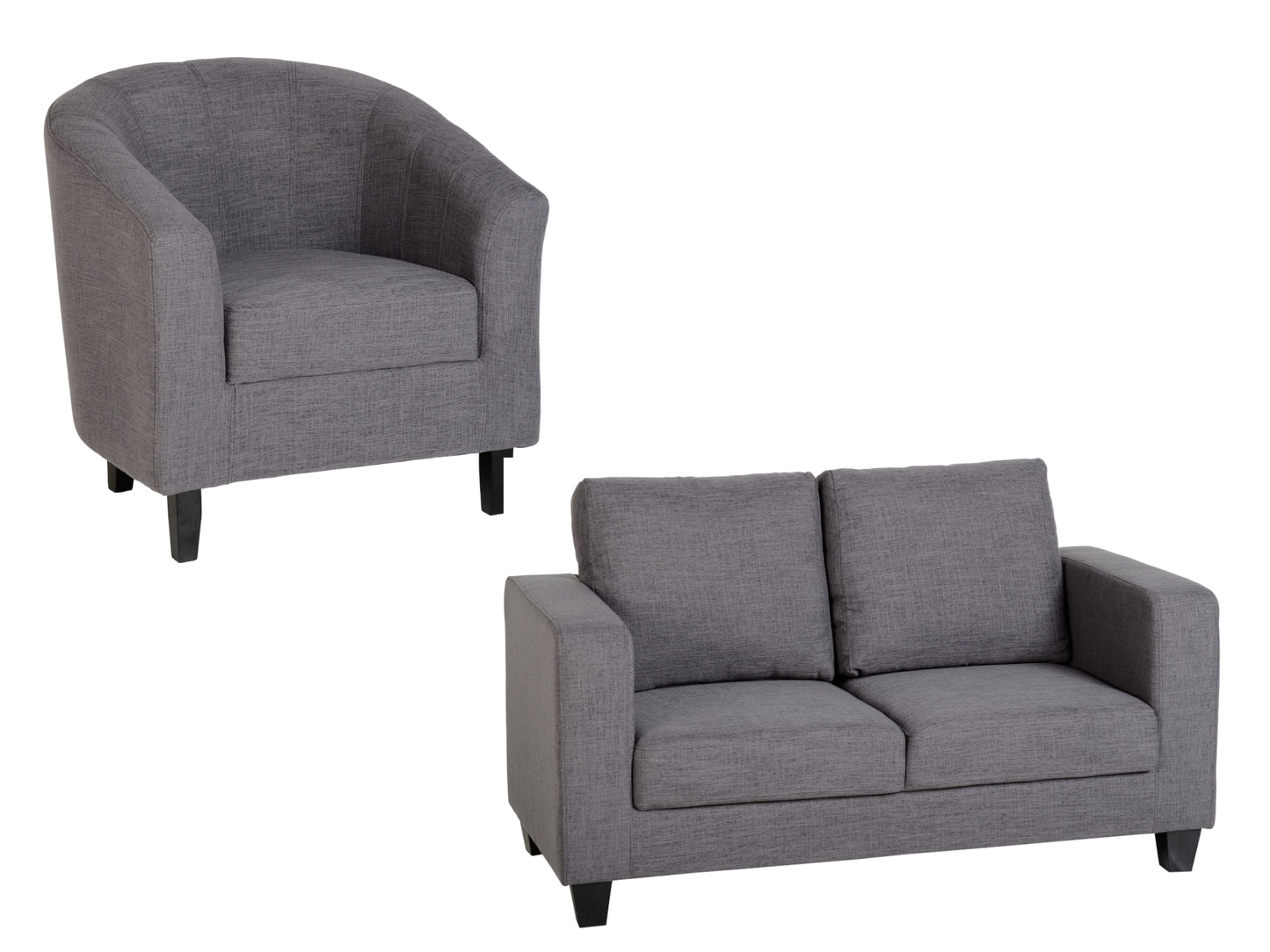 Tempo Sofa and Tub Chair in Grey Fabric